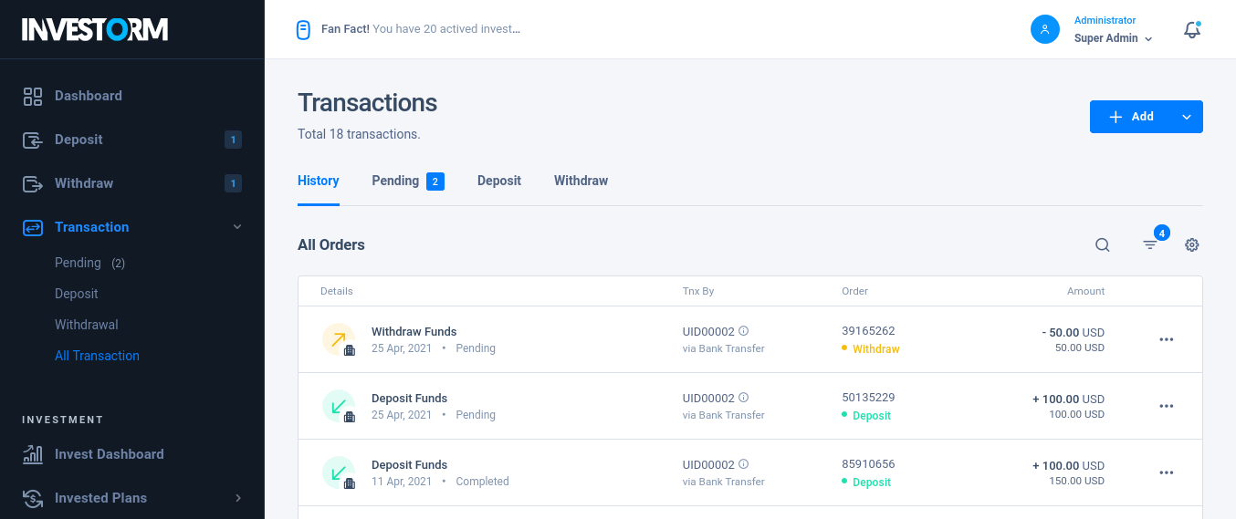 Transaction List